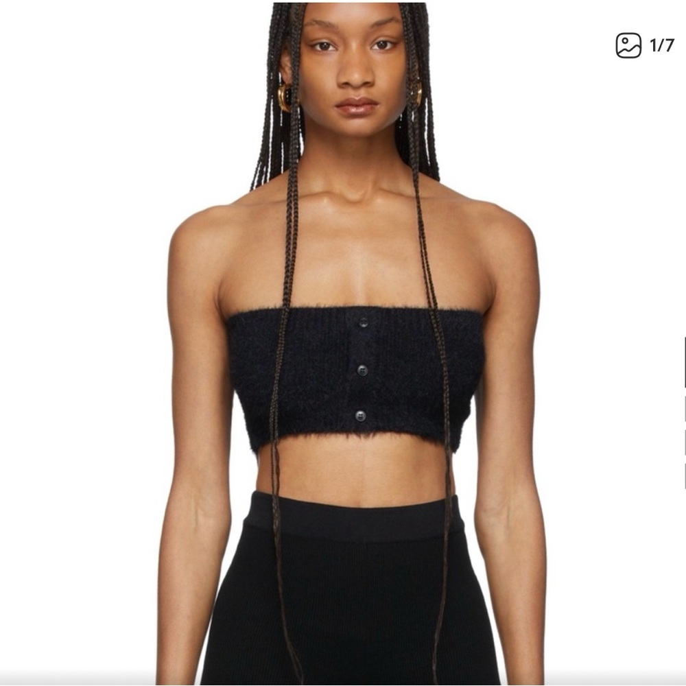 Jacquemus Black Fuzzy Strapless Crop Top